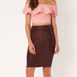 WoW Couture Lurex Metallic High Waist Bodycon Pencil Skirt